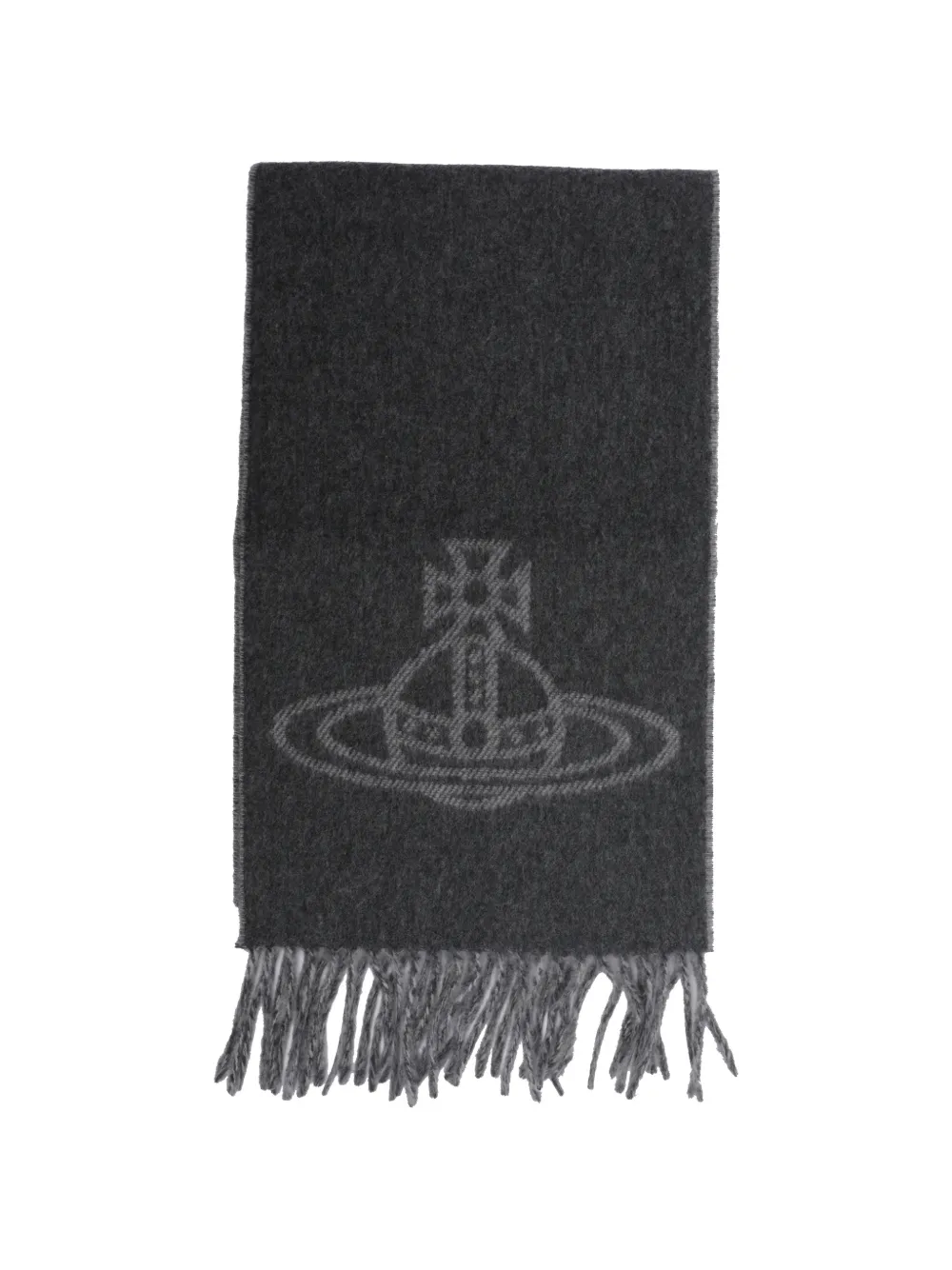 Vivienne Westwood Orb-logo fringed scarf - Grigio