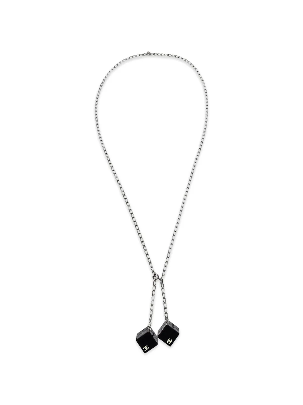CHANEL Pre-Owned 2004 cube-charm chain belt and necklace - Argento