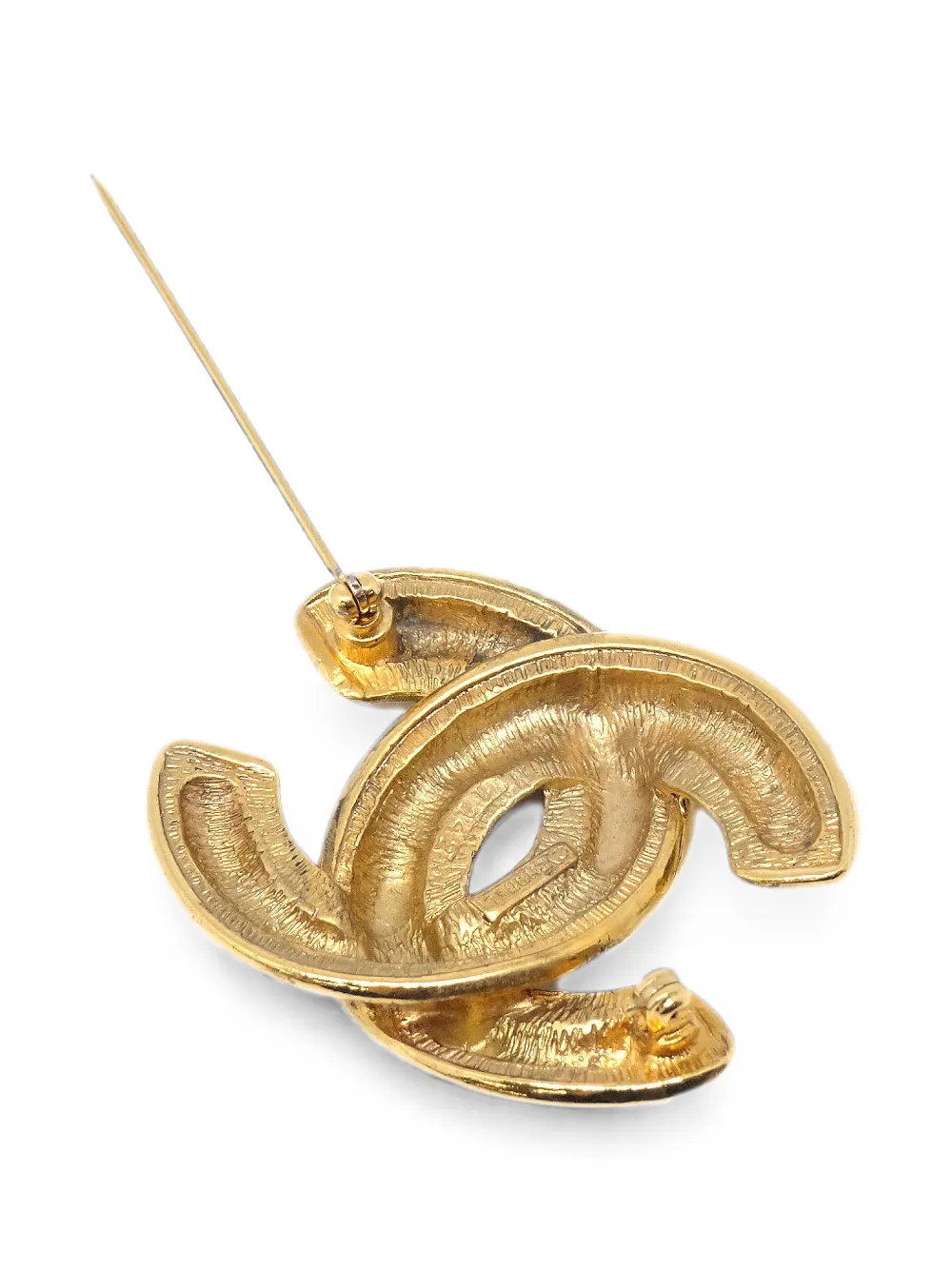 CHANEL Pre-Owned 1990-2000s quilted CC logo-detail brooch - Gold