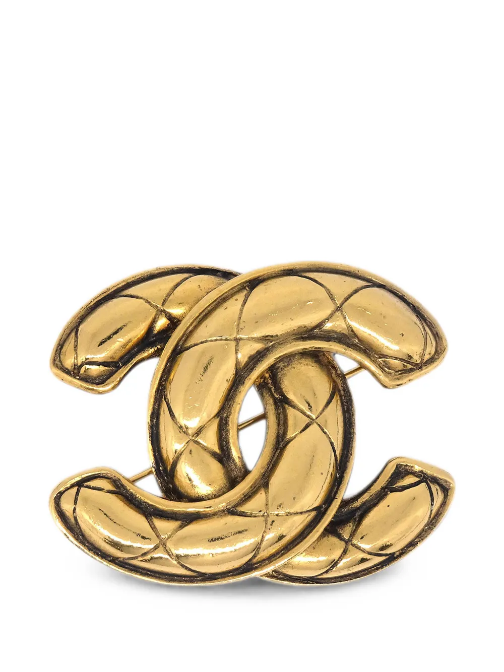 CHANEL Pre-Owned 1990-2000s quilted CC logo-detail brooch - Gold