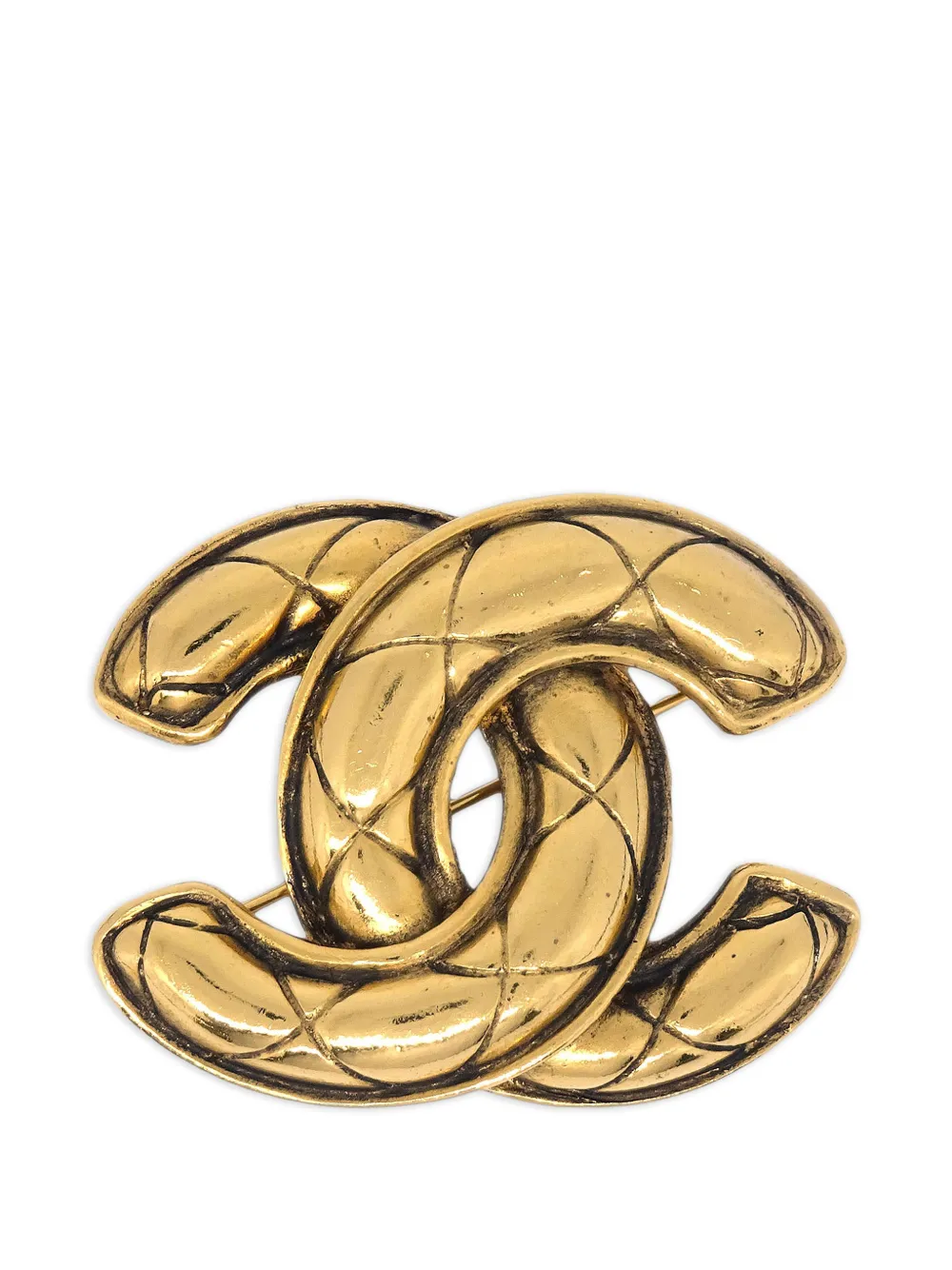 CHANEL Pre-Owned 1990-2000s quilted CC logo-detail brooch - Oro