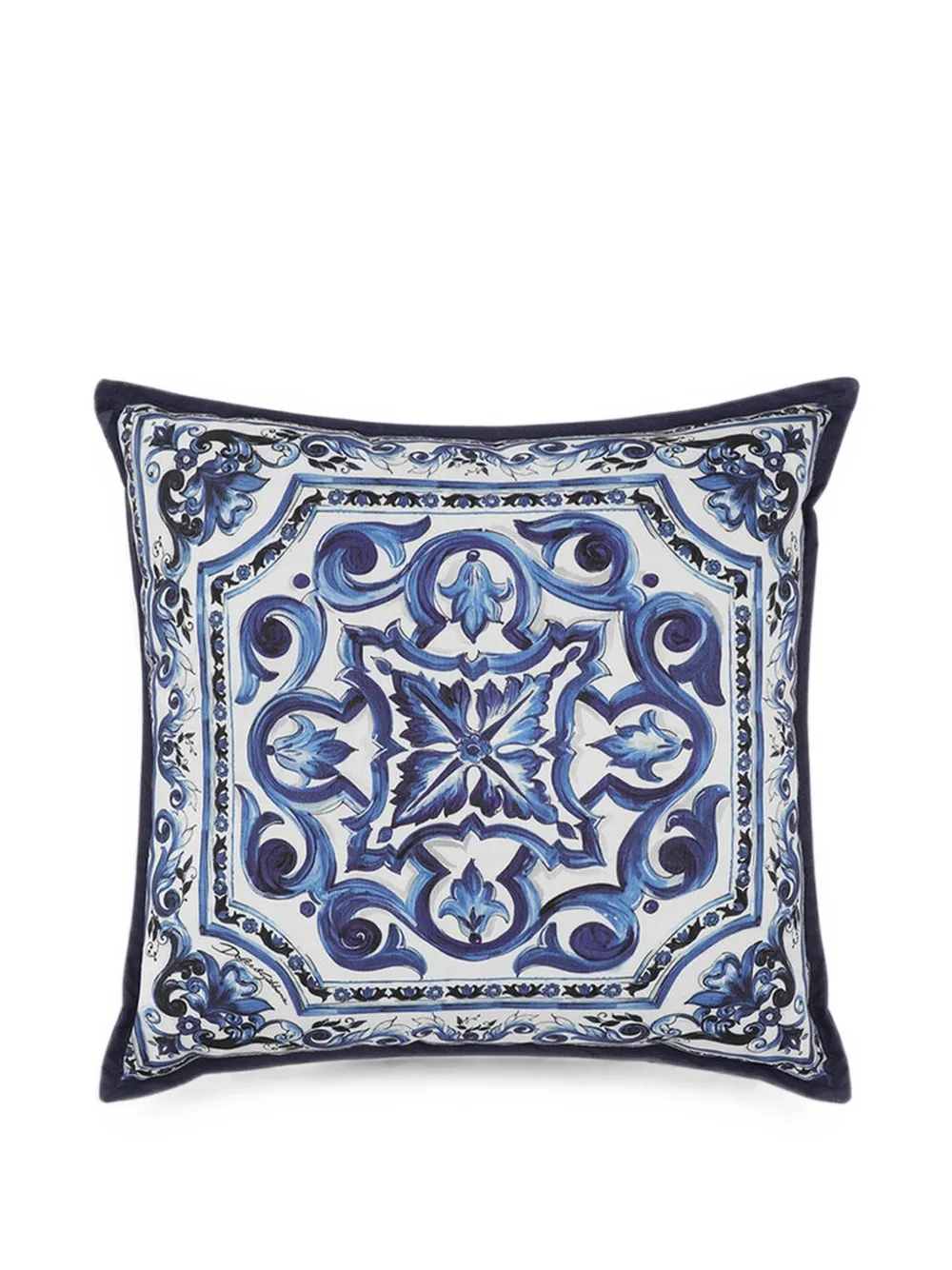 Dolce & Gabbana Casa Maiolica-print outdoor cushion - Blau