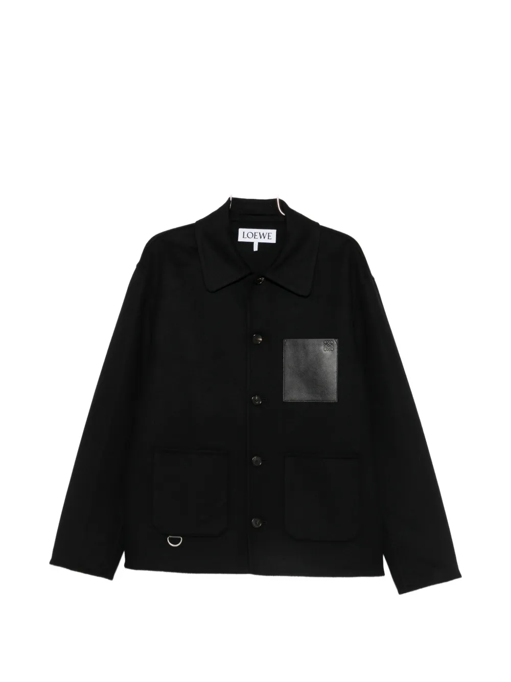 LOEWE leather-patch jacket - Schwarz