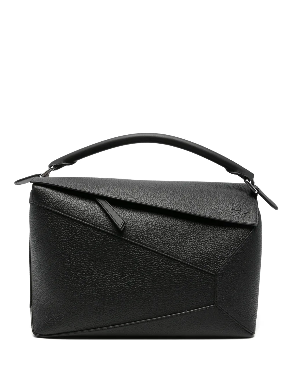 LOEWE large Puzzle Edge in grained calfskin tote bag - Nero