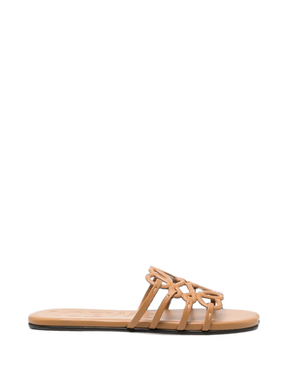 LOEWE Petal Anagram slide in calfskin sandals Bruin