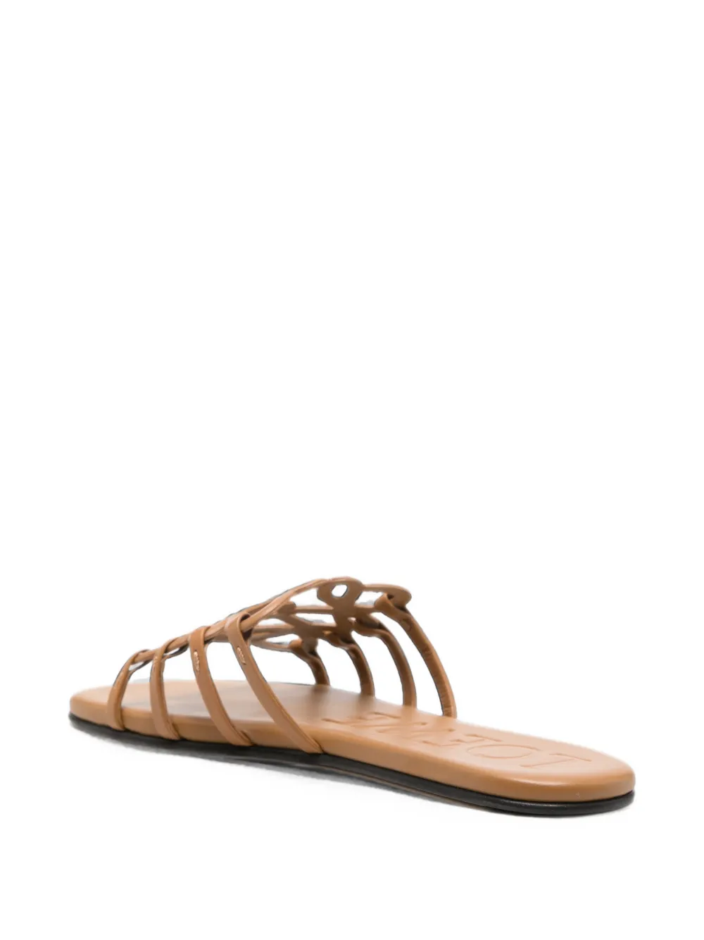 LOEWE Petal Anagram slide in calfskin sandals Bruin