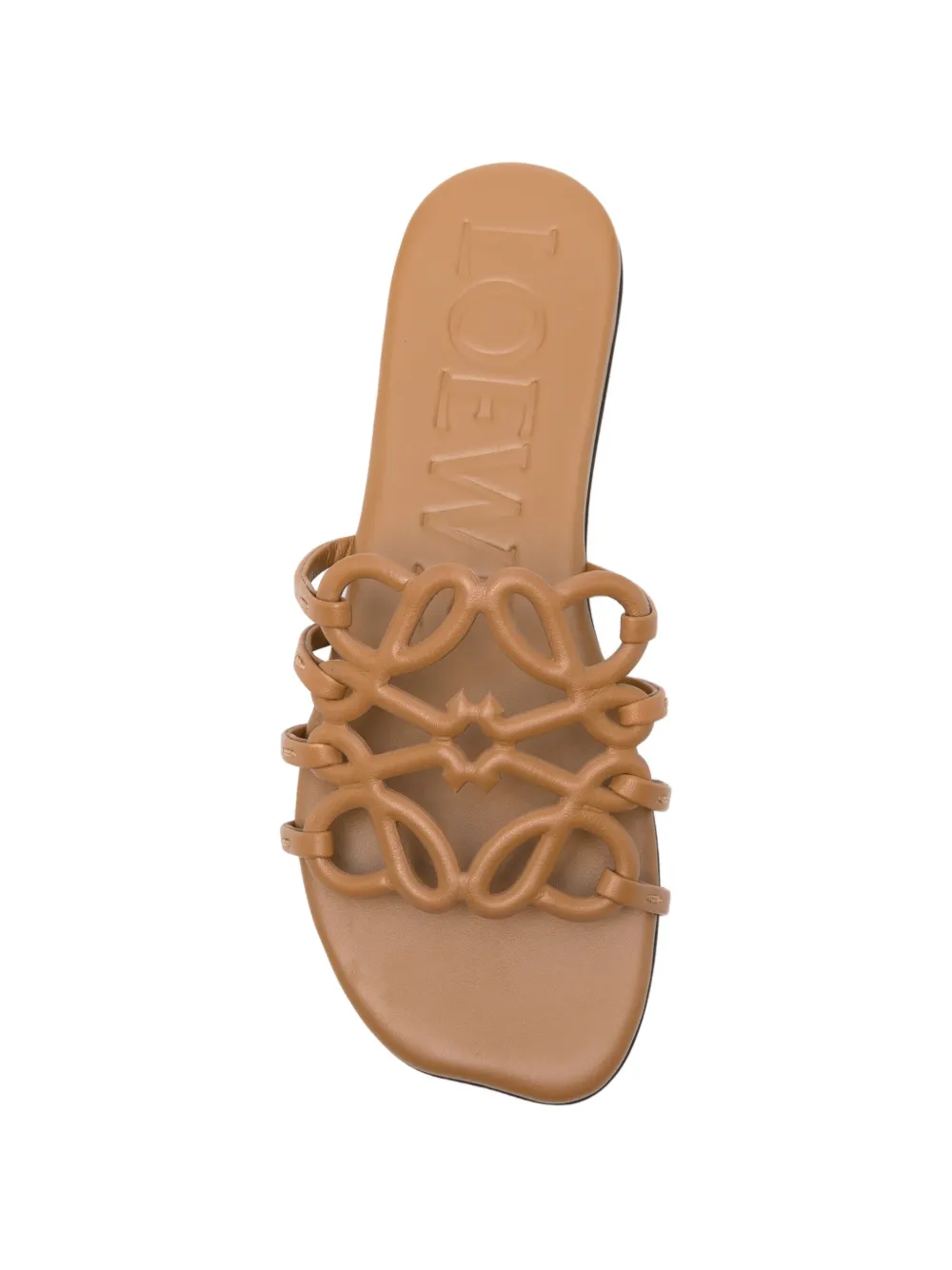 LOEWE Petal Anagram slide in calfskin sandals Bruin