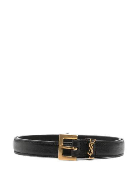 Saint Laurent Cassandre thin belt in grained leather