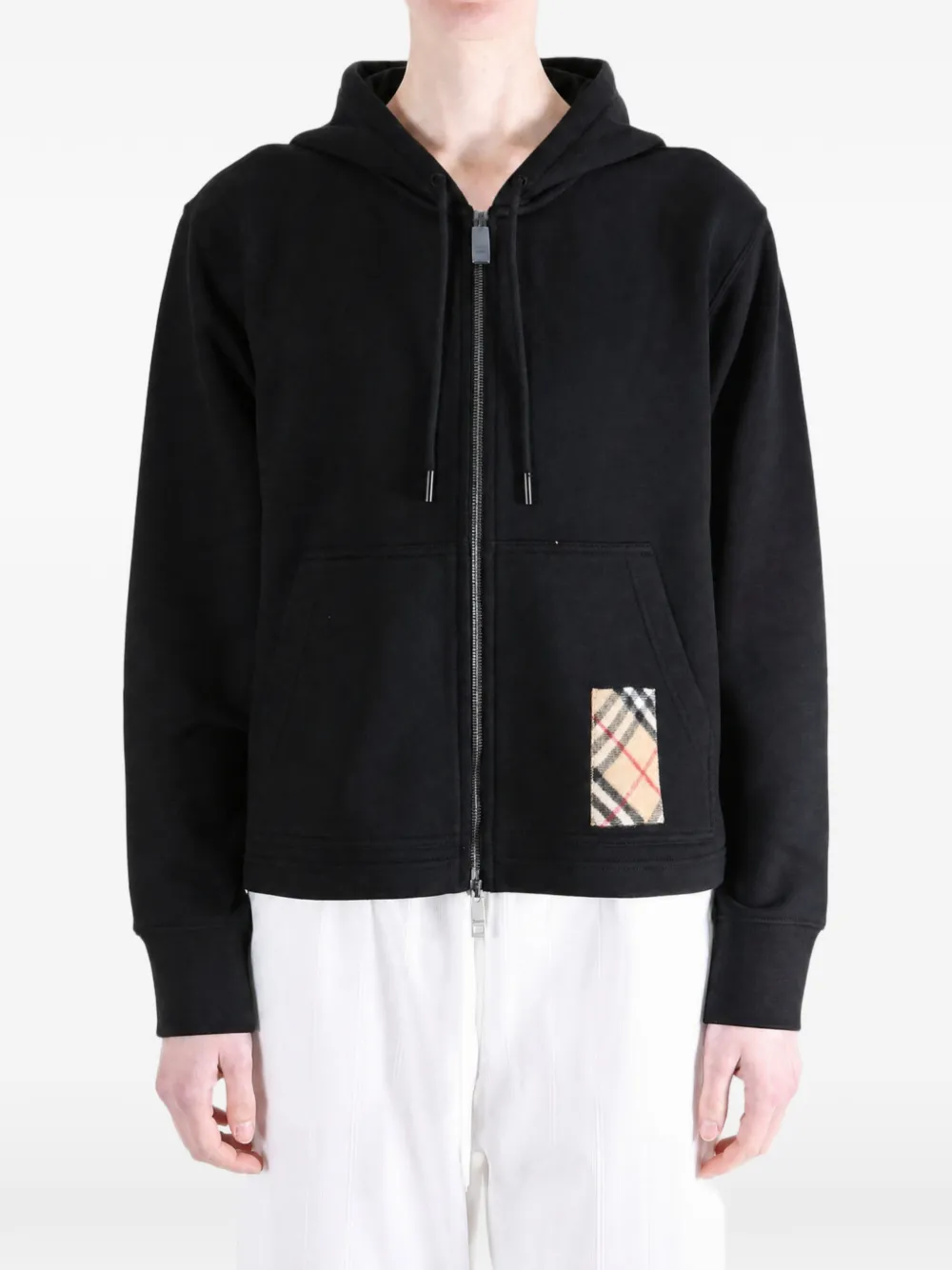 Burberry Katoenen hoodie met Check-label en rits Zwart