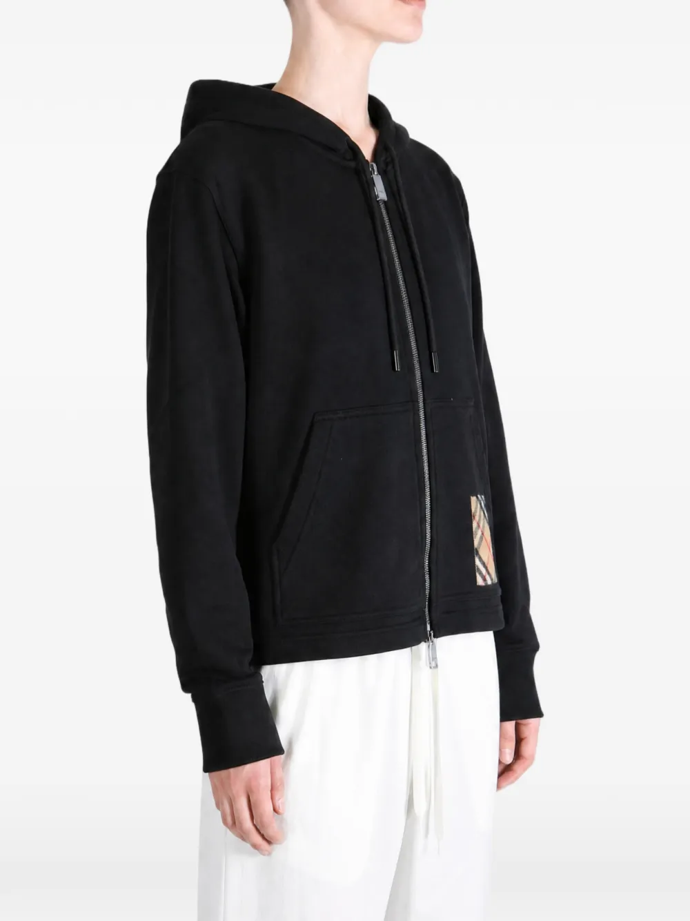 Burberry Katoenen hoodie met Check-label en rits Zwart