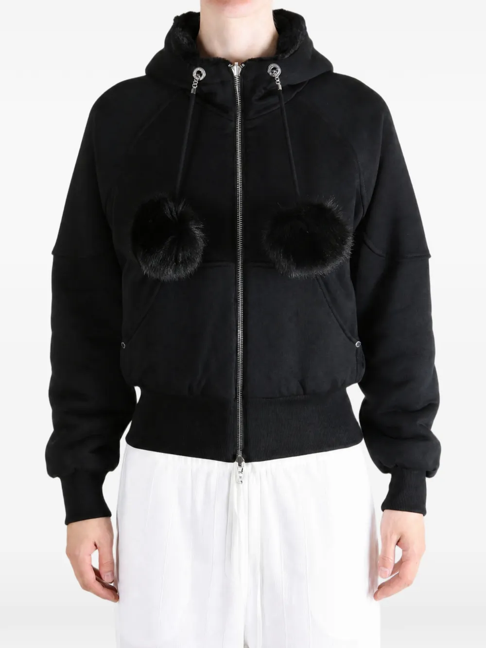 Moose Knuckles Oro Bunny omkeerbare hoodie met pompon en rits Zwart