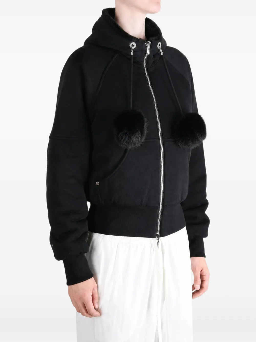 Moose Knuckles Oro Bunny omkeerbare hoodie met pompon en rits Zwart