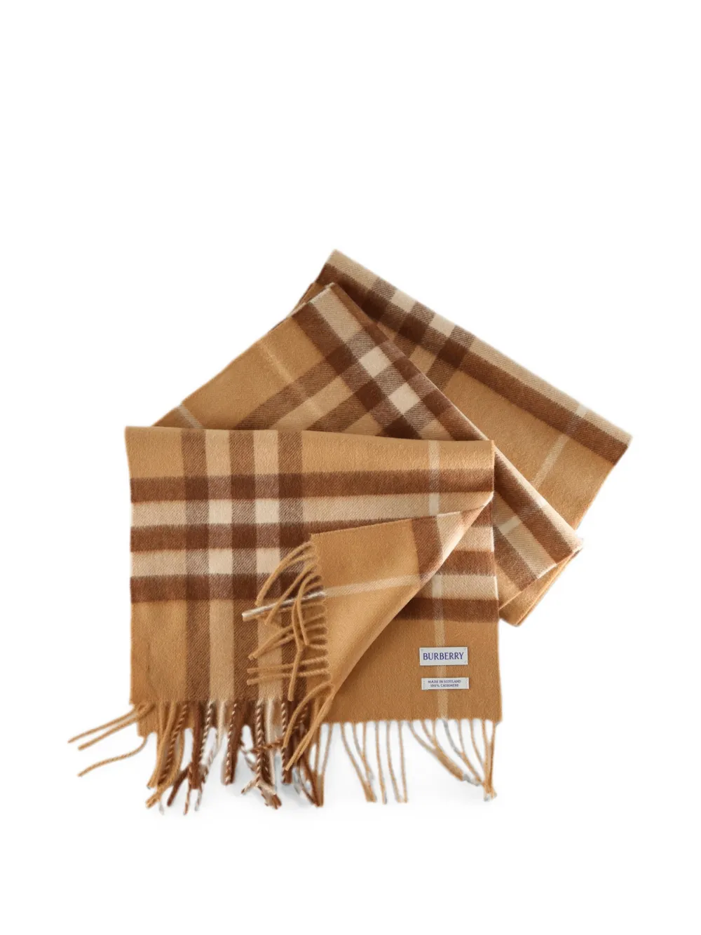 Burberry Check sjaal met franje Bruin