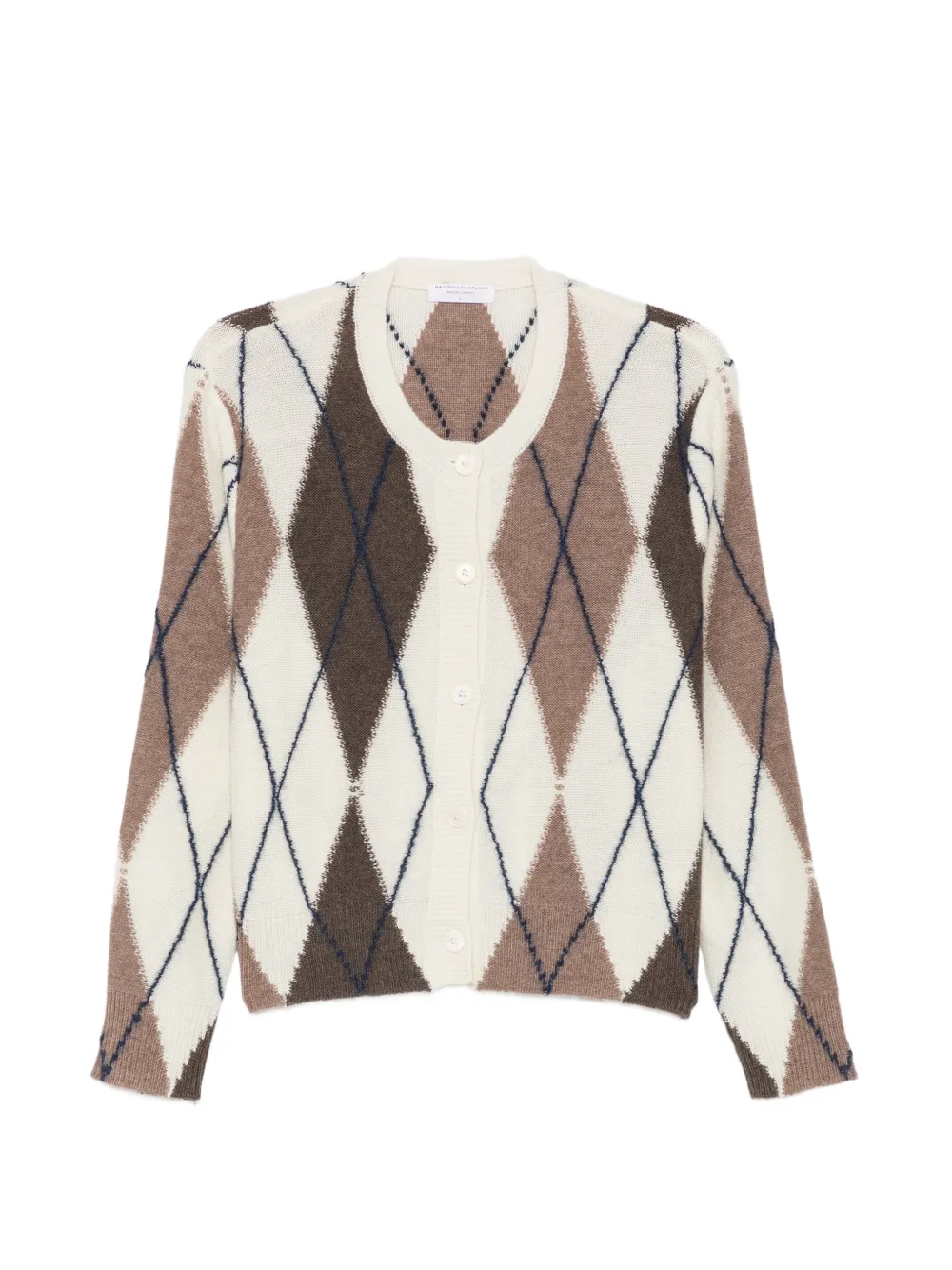 Majestic Argyle-knit Cardigan In Brown