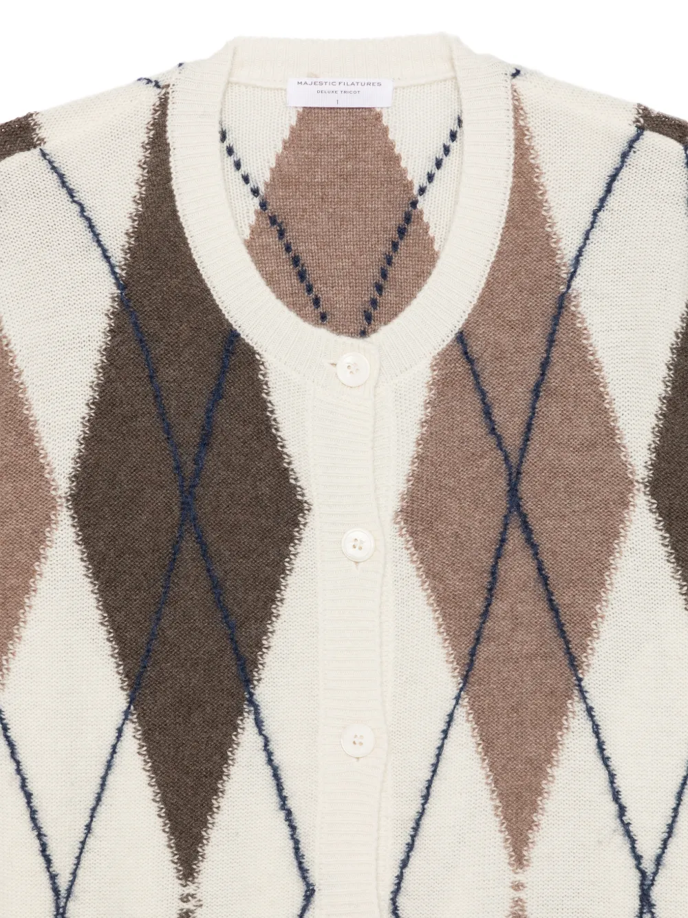 Majestic Filatures Vest met argyle patroon Beige