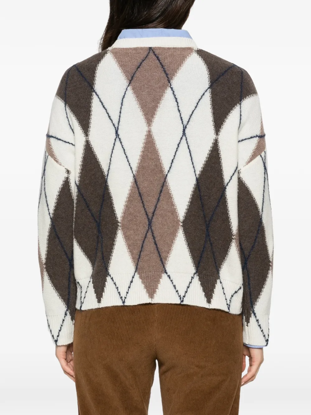 Majestic Filatures Gebreide trui met argyle-ruit Beige