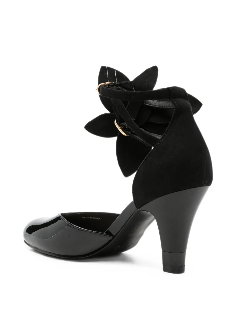 LIU JO flower-embellished patent-finish sandals Zwart