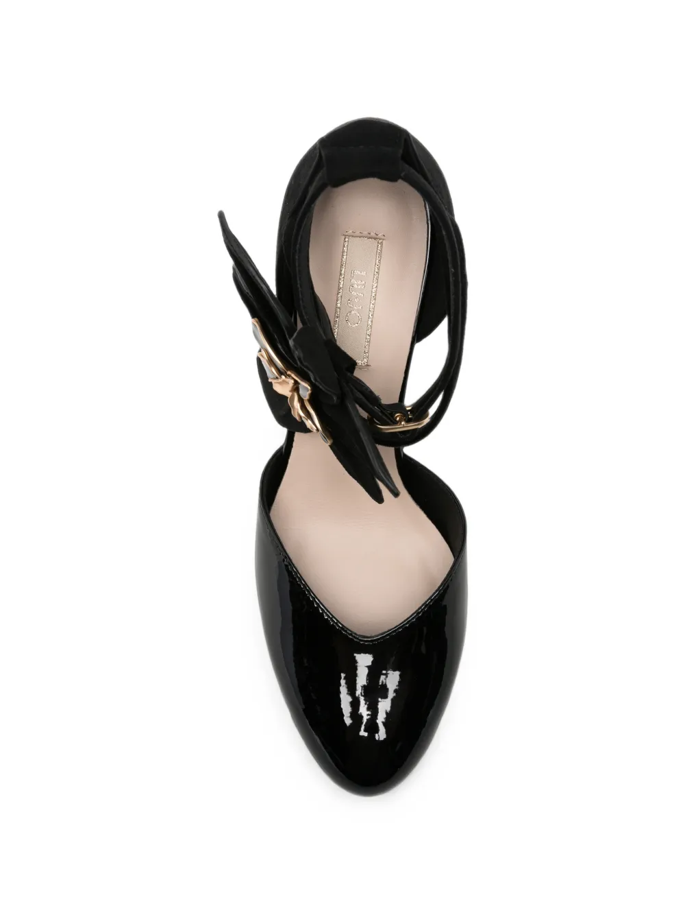LIU JO flower-embellished patent-finish sandals Zwart