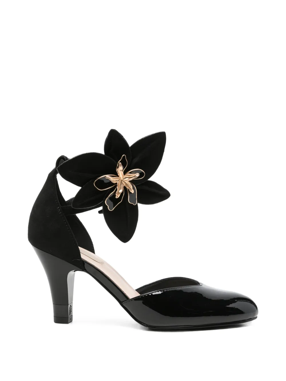 LIU JO flower-embellished patent-finish sandals Zwart