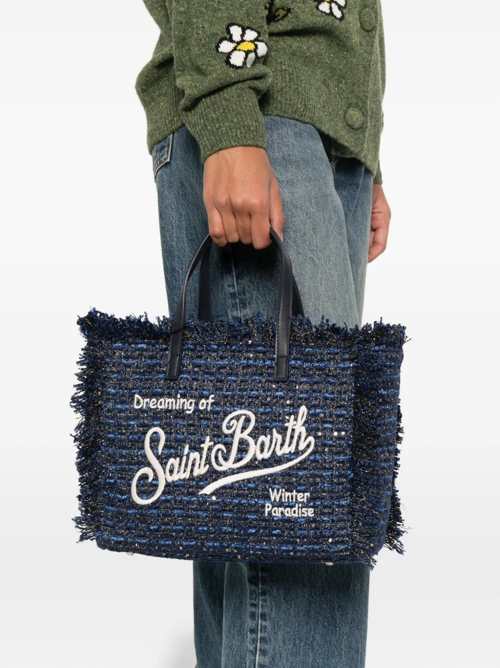 MC2 Saint Barth Colette tweed tote bag Blauw