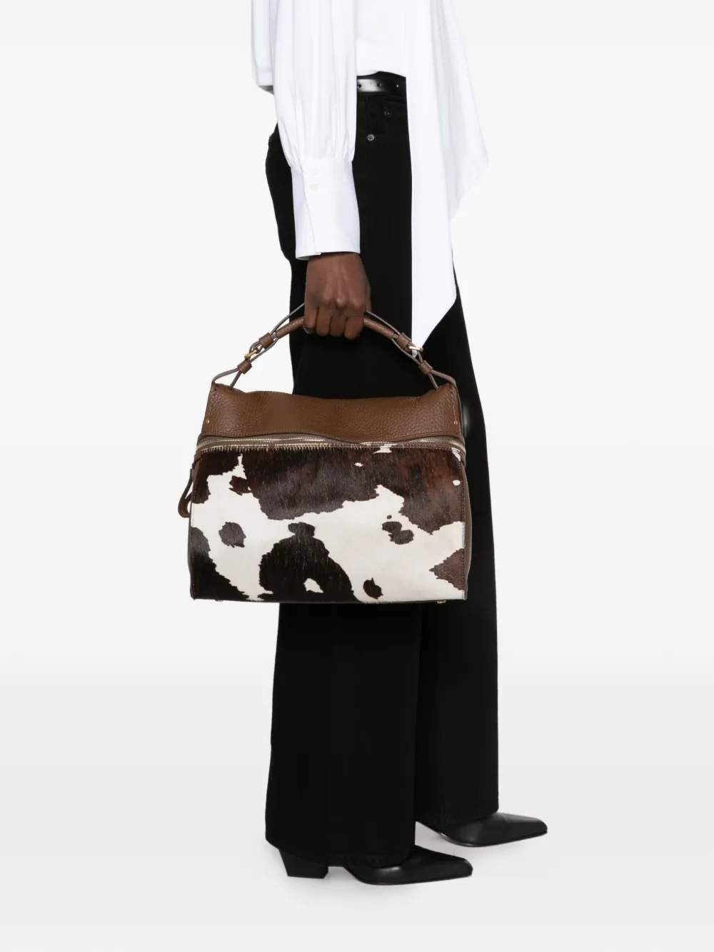 Visonà Felicita Mucca Tote Bag In Brown