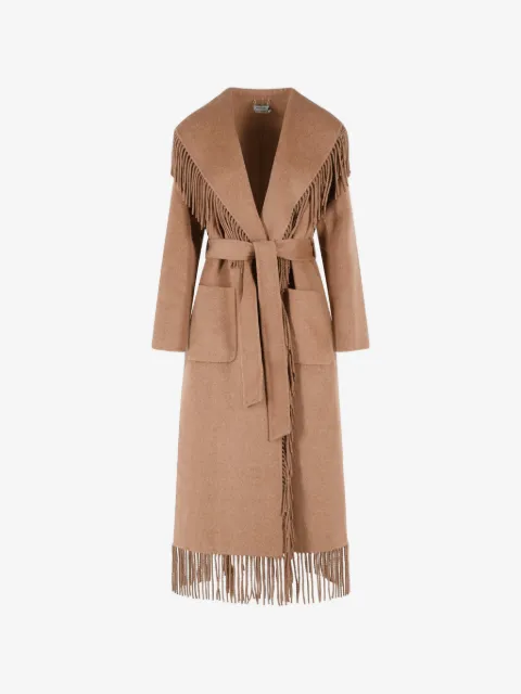 SIMKHAI  fringe-trimmed belted coat