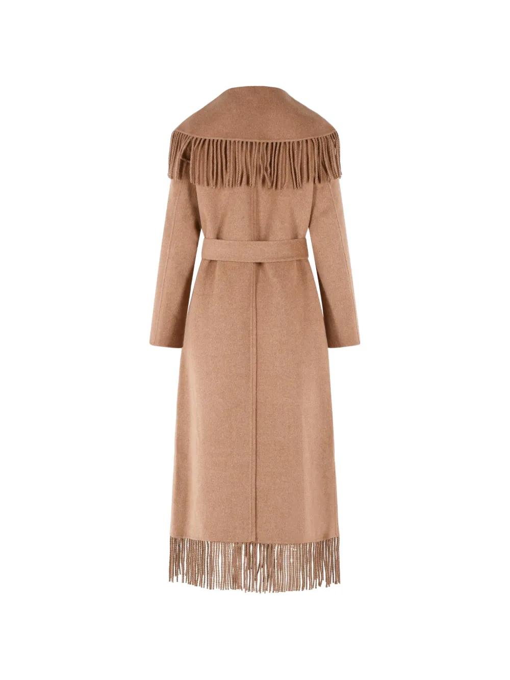 SIMKHAI Fringe-trimmed Belted Coat in Neutrals, view 2