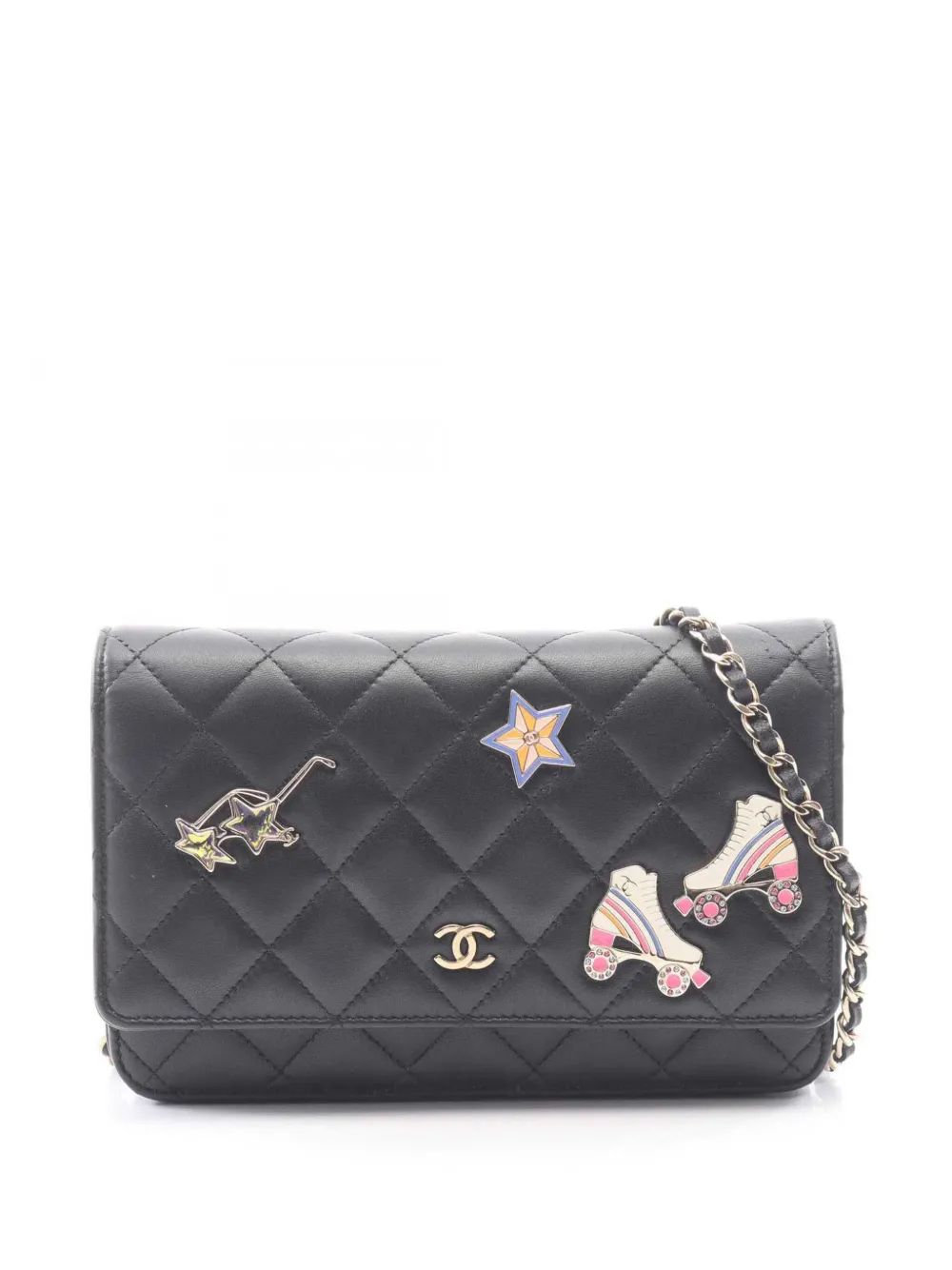 CHANEL Pre-Owned 2021-2026 Quilted Lambskin Lucky Charms Wallet On Chain crossbody bag - Schwarz