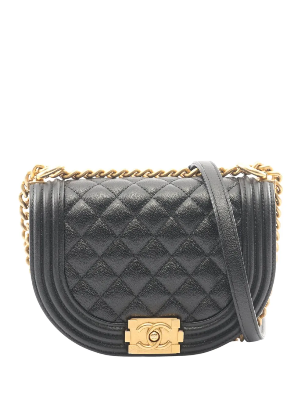 CHANEL Pre-Owned 2021-2026 Small Quilted Caviar Boy Messenger Bag crossbody bag - Nero