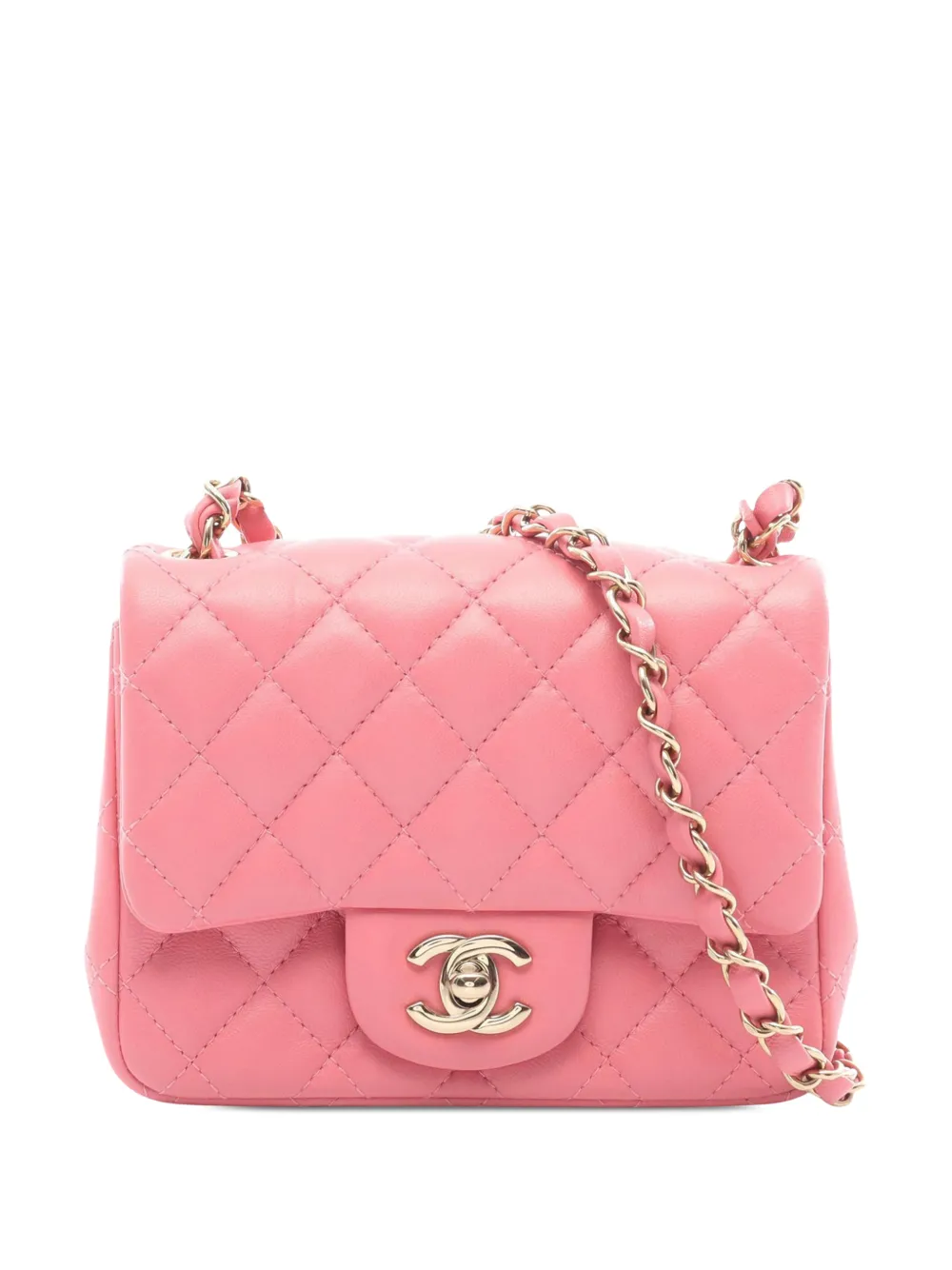 CHANEL Pre-Owned 2021-2026 Mini Square Classic Lambskin Single Flap crossbody bag - Rosa
