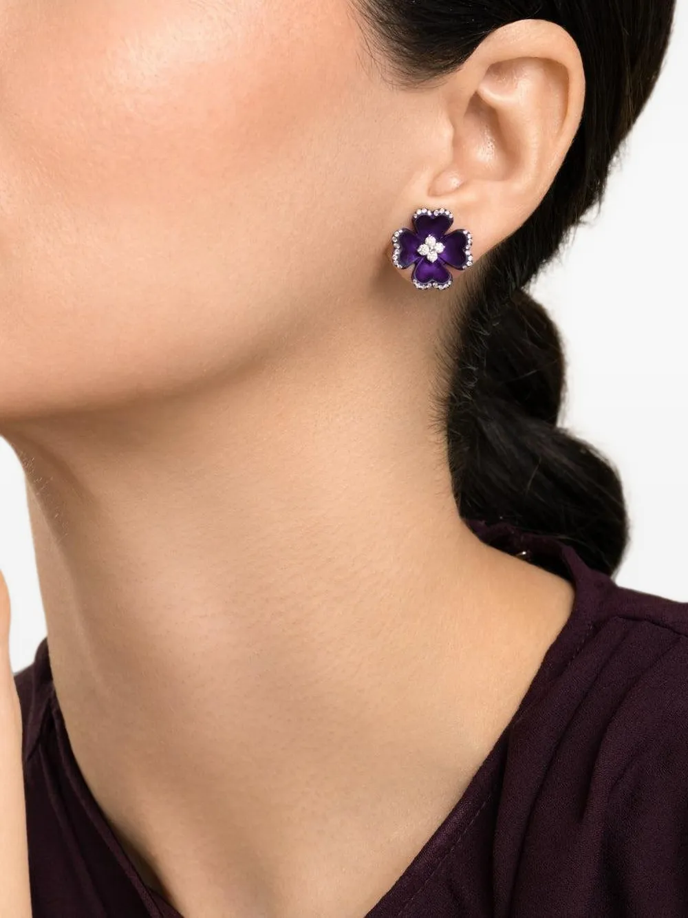 SABOO FINE JEWELS diamond flower stud earrings - Silber