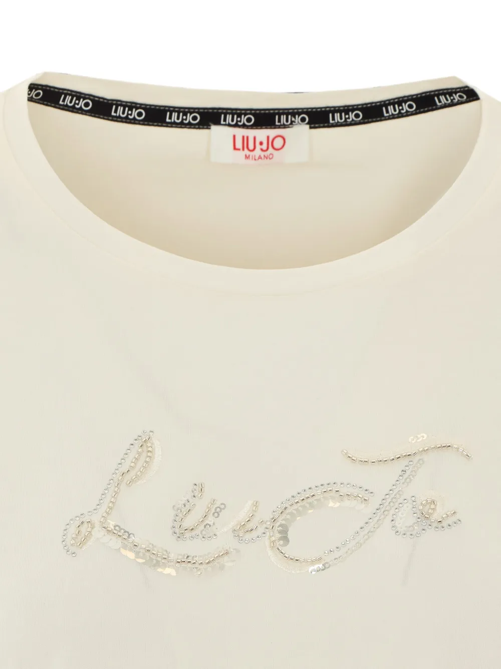 LIU JO T-shirt met pailletten en lange mouwen Wit