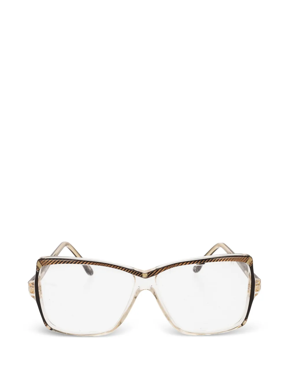 Vintage striped oversized sunglasses - Nude