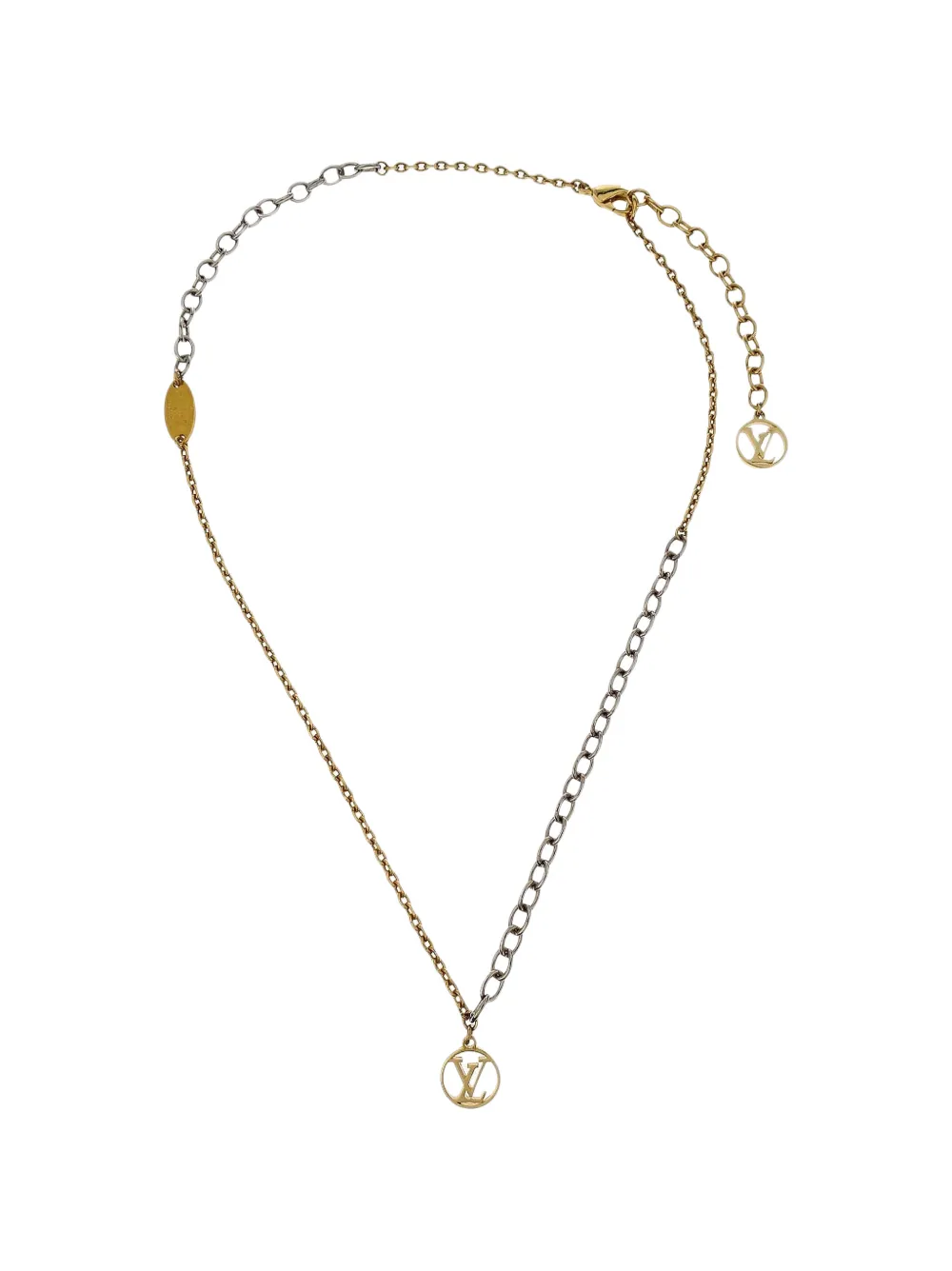 Louis Vuitton Pre-Owned 2015 LV circle-pendant necklace - Gold