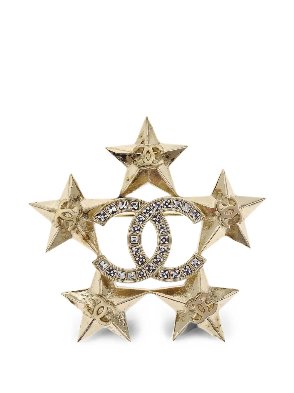 CHANEL Pre-Owned 2017 Star and CC logo-motif brooch - Gold
