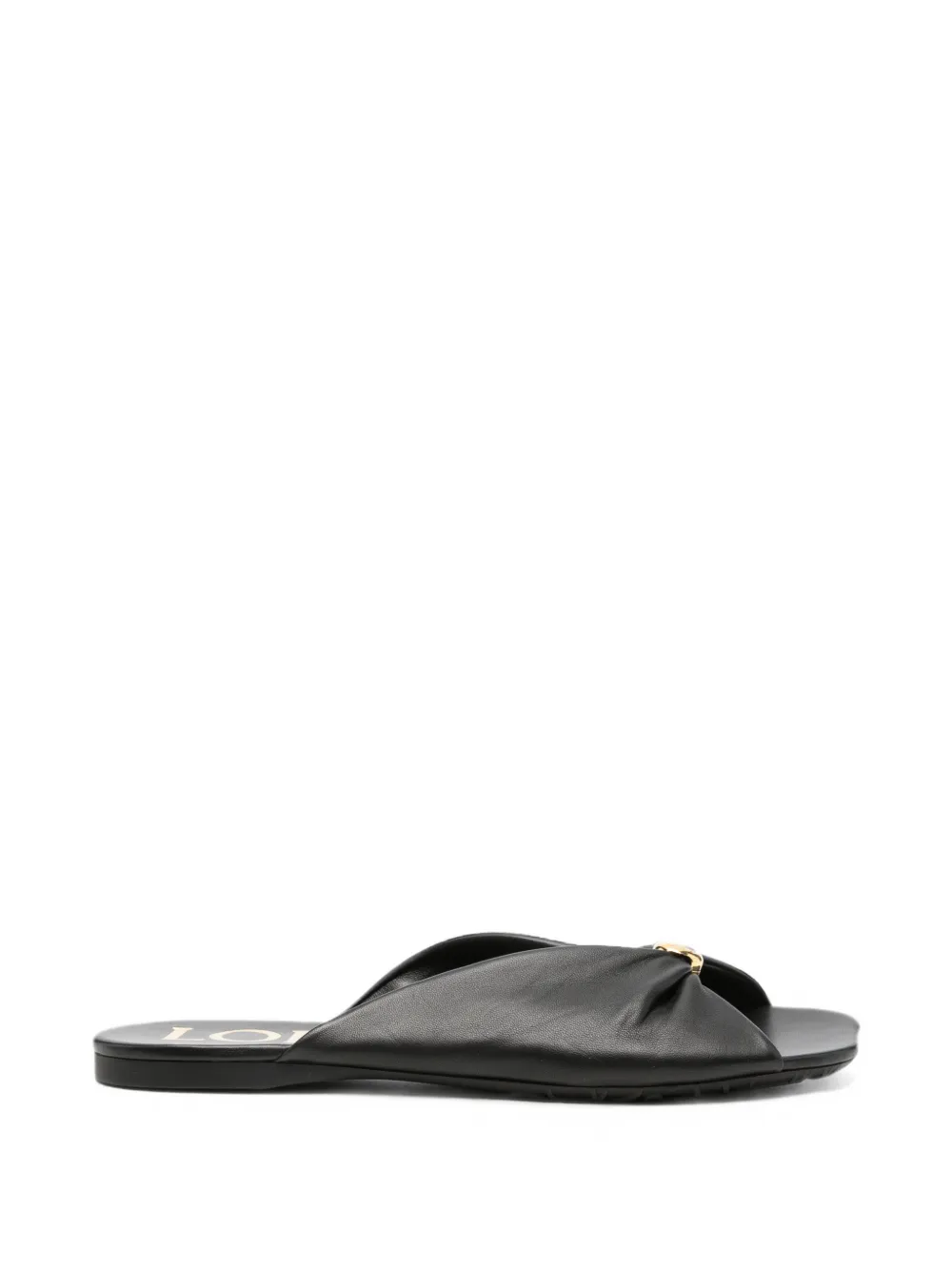 LOEWE Pebble Soft slide in nappa sandals Zwart