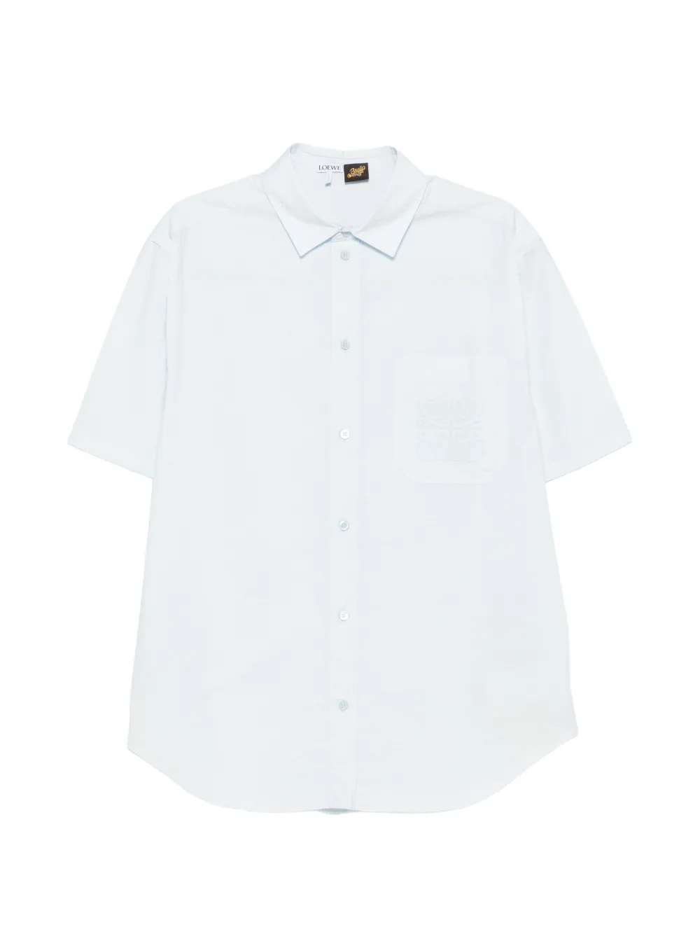 LOEWE anagram-embroidered short-sleeves shirt - Blu