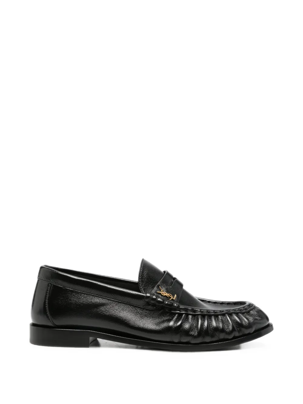 Saint Laurent YSL ruched leather loafers - Nero