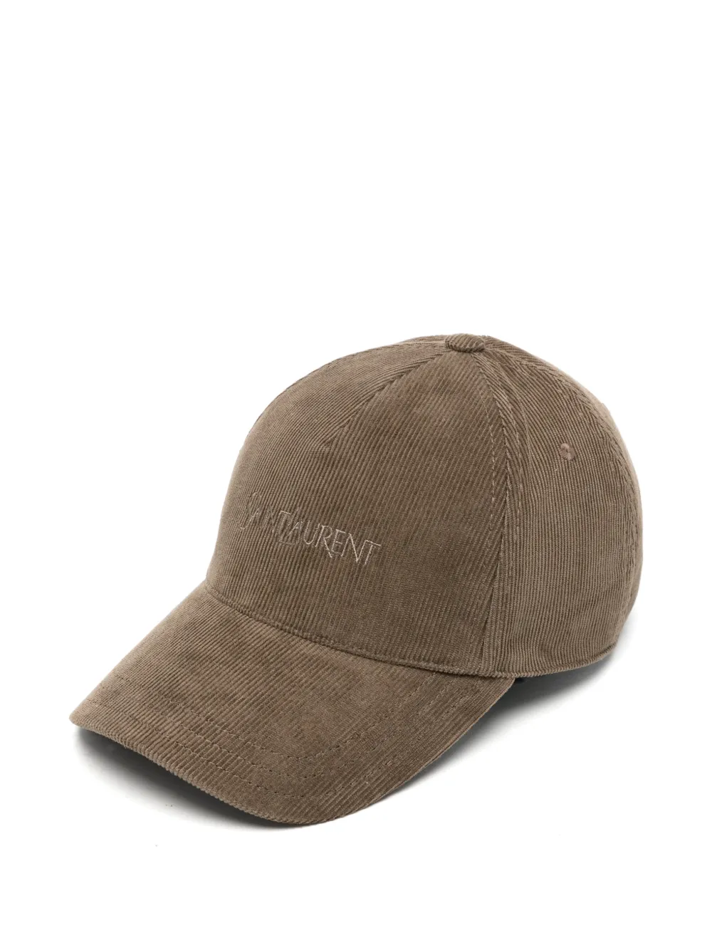 Saint Laurent logo-embroidered corduroy baseball cap - Marrone