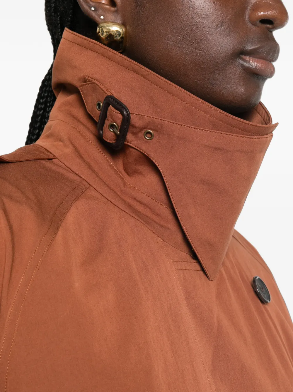 Saint Laurent double-breasted belted trench coat Bruin