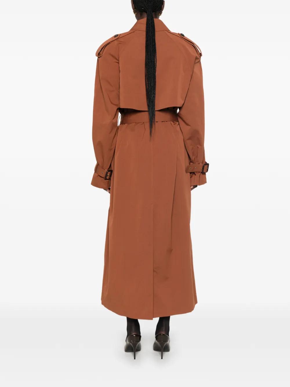Saint Laurent double-breasted belted trench coat Bruin