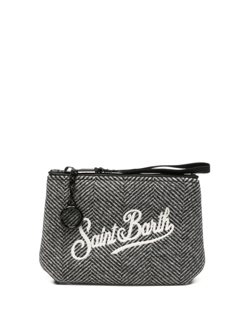 MC2 Saint Barth Aline mini-clutch met borduurwerk en visgraatpatroon Grijs