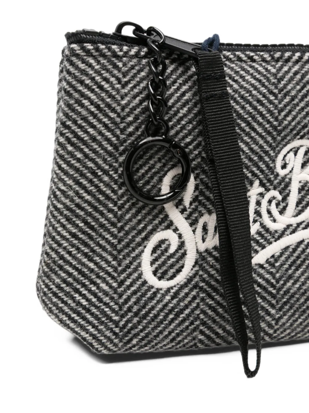 MC2 Saint Barth Aline mini-clutch met borduurwerk en visgraatpatroon Grijs