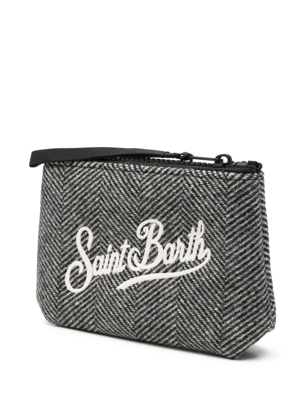 MC2 Saint Barth Aline mini-clutch met borduurwerk en visgraatpatroon Grijs