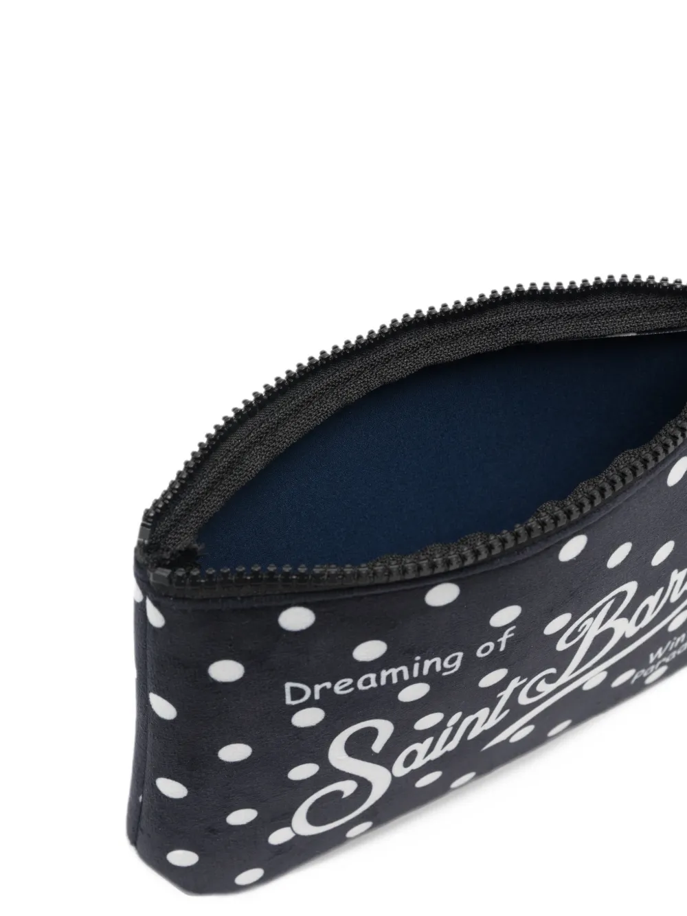 MC2 Saint Barth Aline polka-dot logo-print clutch bag Blauw