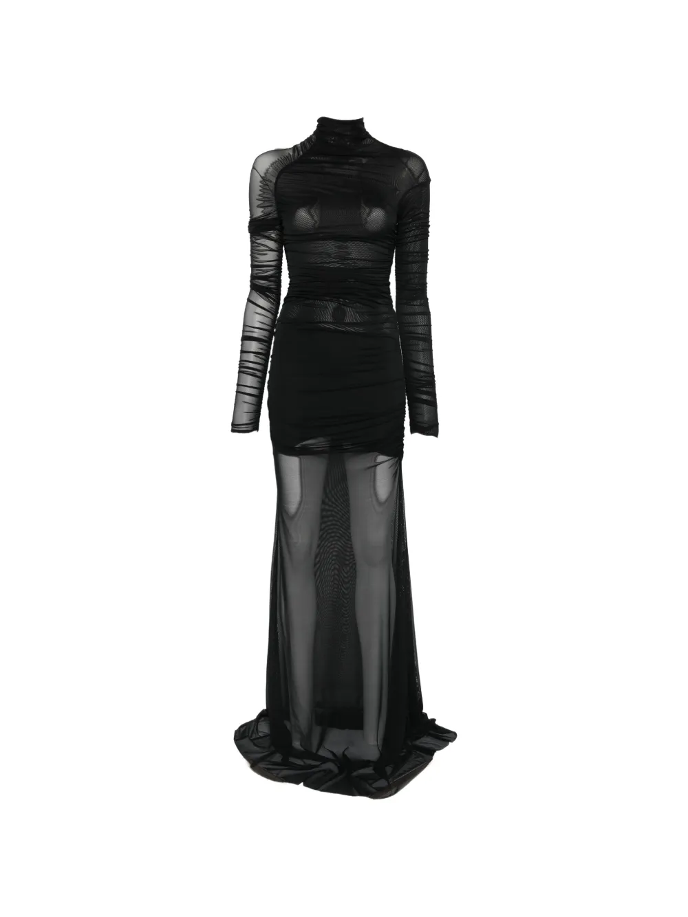 Amazuìn Dakota sheer ruched maxi dress