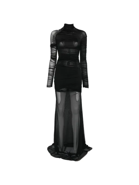 Amazuìn Dakota sheer ruched maxi dress