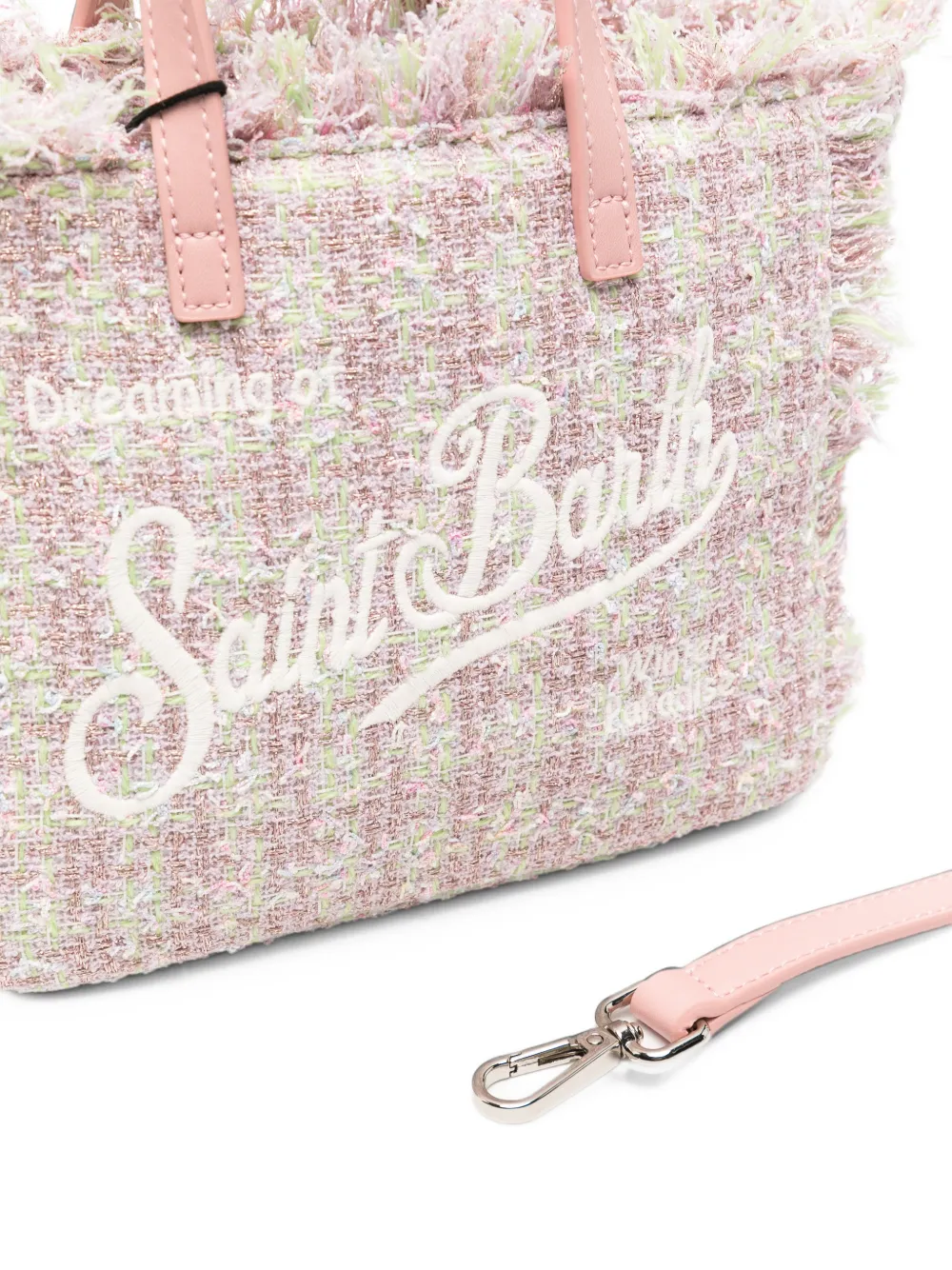 MC2 Saint Barth Vanity tweed mini-schoudertas met franje Roze