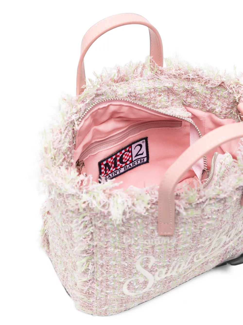 MC2 Saint Barth Vanity tweed mini-schoudertas met franje Roze