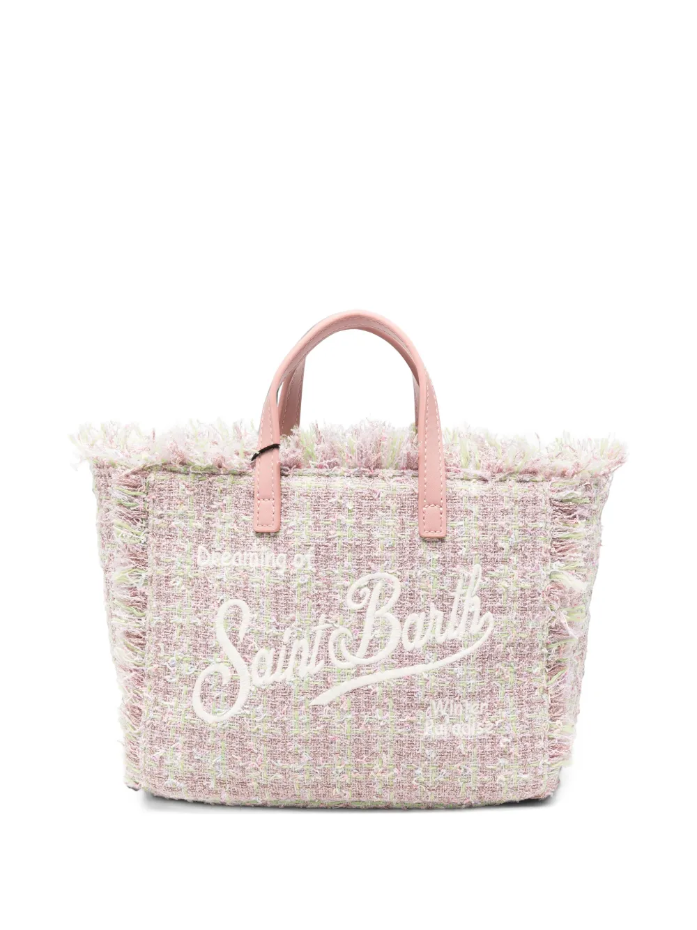 MC2 Saint Barth Vanity tweed mini-schoudertas met franje Roze